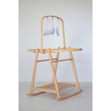 Babycom Naturel Izgaralı Çemberli Beşik Standı + Kumaş Oyuncaklı Oyun Barı