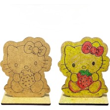 Tollihy Brinco Boyanabilir Ahşap Hello Kitty Figürü - Kreş ve Anaokulu Etkinlik Seti Karne Hediyesi (1 Adet)