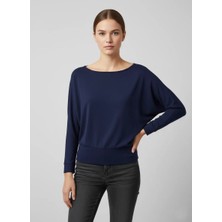 Mersi Kayık Yaka Bluz Mavi