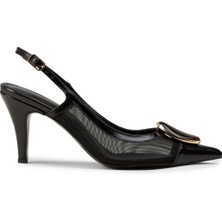 Deery Kadın Siyah Taş Detaylı Slingback Topuklu Ayakkabı - RD235ZSYHM01