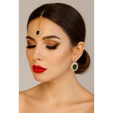 Kaftan Collection Hint Alınlık ve Hint Küpesi 3lü Set