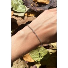 Spossy Silver Jewelry 1mm Ince Zarif Su Yolu Bileklik