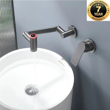 OEM Banyo Ankastre Dijital LED Lavabo Bataryası Antrasit Renk Sıva Altı Dahil 7 Yıl Garanti Ithal
