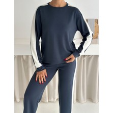 Win Moda Yeni Sezon Winmoda Kadın Modal Eşofman Takımı Yanları Beyaz Şeritli Baggy Geniş Paça Likralı S/xl 4 Renk 2577