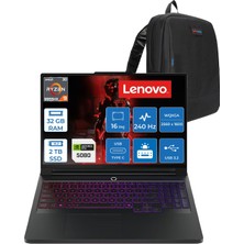 Lenovo Legion Pro 7 Amd Ryzen 9 9955HX3D 32GB 2tb SSD 16GB/RTX5080/175W 16" Wqxga (2560X1600) OLED 1000NITS 240Hz Windows 11 Pro Gaming Bilgisayar L83RU0031TRP11 + Zettaçanta
