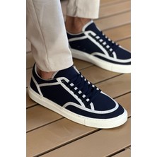 ABR-MN2505 - Keten Erkek Ayakkabı Lacivert Beyaz