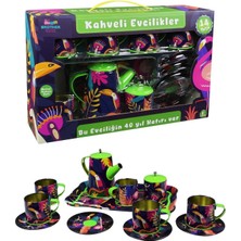 Brother Toys 14 Parça Metal Çay Kahve Evcilik ve Mutfak Seti Bardak Çaydanlık Tabak Kırmızı Yeşil