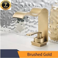 OEM Banyo Lavabo Bataryası Yeni Kalp Model Şelale Mat Gold Renk 7 Yıl Garantili Ithal