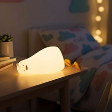 Çetiner Group 5 Farklı Renk Modlu Tembel Ördek Figürlü Pofuduk LED Gece Lambası–yumuşak Dokulu Çocuk Odası ve Dekoratif Şarjlı Ortam Işığı