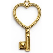 Stonechem 5 Adet Kalp Anahtar Model Gold Zamak Kolye Ucu 3.5 cm – Epoksi Reçine ve Takı Tasarımı İçin Kaliteli Metal Çerçeve (Paslanmaya Dayanıklı, Takı Yapım Aparatı)