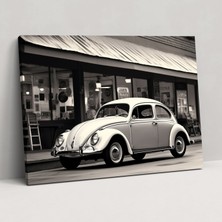 Popcas Volkswagen Beetle Temalı Kanvas Duvar Dekoru - Retro Tasarımlı Volkswagen Beetle Duvar Dekorasyonu