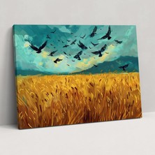 Popcas Vincent Van Gogh Kargalarla Buğday Tarlası Kanvas Tablo - Vincent Van Gogh Kanvas Tablo