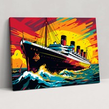 Popcas Titanic Duvar Dekorasyonu - Pop Sanat Esintili Grafik Tasarım - Cesur Tasarım Canlı Renkler ile Kanvas Tablo