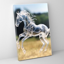 Popcas Gerçekçi Cam Heykel - Temiz Camdan Koşan At Duvar Sanatı - Kanvas Tablo - Cam Heykel