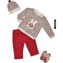 Damasqino Erkek Bebek Yan Düğmeli Yakalı Kazaklı Alt Üst Takımı + Hediye 3-12 Ay 4835