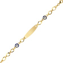 Zeya Kuyumculuk 14 Ayar Altın Çift Nazar Boncuklu Çocuk Künyesi