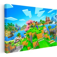 Kanvas Tablo Agalarla Keşif Minecraft Tablosu Ev Ofis Salon Duvar Dekoru