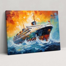 Popcas Titanic Kanvas Tablo - Soyut Akrilik Tablo - Batan Gemi Ev Dekorasyonu
