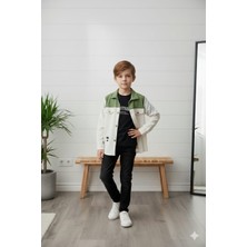 Bubiee Baby Erkek Çocuk Yeşil Panel Detaylı Gömlek Ceket Tişört ve Jean Pantolon 3'lü Takım