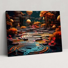 Popcas Modern Zen Bahçesi Kanvas Tablo - Zen Bahçesi Duvar Dekorasyonu Geometrik Desenler