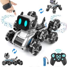 Apexma Oyuncak 2.4ghz Uzaktan Kumandalı Bilekten Kontrollü Şarjlı Işıklı 8 Teker Akrobat Robot Köpek