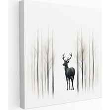 Popcas Vahşi Yaşam Duvar Sanatı - Minimalist Çizgi Geyik Kanvas Tablo - Vahşi Yaşam Geyik Duvar Sanatı