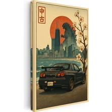 Kanvas Tablo Nissan Skyline R34 Godzilla Temalı Nissan Skyline Tablosu Ev Ofis Duvar Dekoru