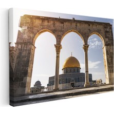 Kanvas Tablo Kudüs Kubbet-Üs Sahra Taş Kemer Şehir Mimari Tablo Ev Ofis Duvar Dekoru