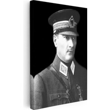 Kanvas Tablo Atatürk Siperlikli Şapka Üniforma Atatürk Tablosu Ev Ofis Duvar Dekoru