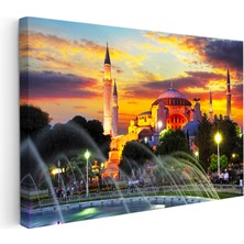 Kanvas Tablo Ayasofya Camii Havuz Fıskiyeleri Şehir Mimari Tablo Ev Ofis Duvar Dekoru