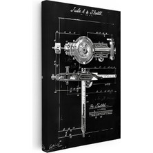 Kanvas Tablo Kaliper Ölçüm Aleti Patent Kara Tahta Vintage Tablo Ev Ofis Duvar Dekoru