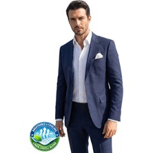 HERMOSE Riviera | Derin Lacivert Keten & Lyocell Yelekli Takım Elbise