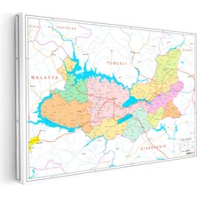 Kanvas Tablo Elazığ Idari Bölümler Harita Tablosu Ev Ofis Duvar Dekoru