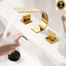 OEM Banyo Lavabo Bataryası Ankastre Gold Altın Dore Şelale 7 Yıl Garantili Ithal
