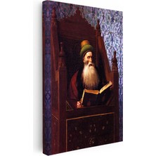 Kanvas Tablo Kitap Okuyan Sakallı Alim Osmanlı Tablosu Ev Ofis Duvar Dekoru