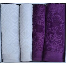 Özdilek Pastoral Koyu Lila-Gri Best Set (Hamam Takımı)