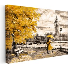 Kanvas Tablo Londra Big Ben ve Sonbahar Teması Şehir ve Mimari Tablo Ev Ofis Duvar Dekoru