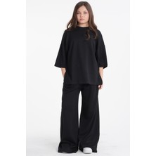 Haykids Kız Çocuk Renkli Oysho Kumaş Rahat Kesim Ev Takımı – Oversize T-Shirt ve Geniş Paça Pantolon Seti | Konforlu Lounge Giyimi