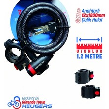 Heugers Zedonyon 12X1200 Anahtarlı Çelik Halat Bisiklet Kilidi – Güçlü ve Dayanıklı Güvenlik