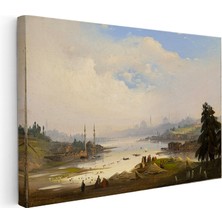 Kanvas Tablo Ippolito Caffi Haliç Manzarası Kıyıda Çadırlar Ressam Tablosu Duvar Dekoru
