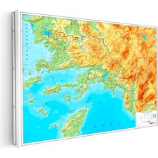 Kanvas Tablo Muğla Doğal Oluşum Harita Tablosu Ev Ofis Duvar Dekoru
