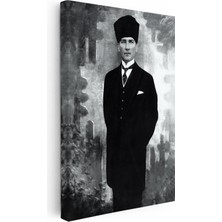 Kanvas Tablo Atatürk Kalpaklı Tam Boy Atatürk Tablosu Ev Ofis Duvar Dekoru