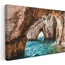 Kanvas Tablo Doğal Taş Kemer ve Deniz Mağarası Manzara Tablosu Ev Ofis Duvar Dekoru