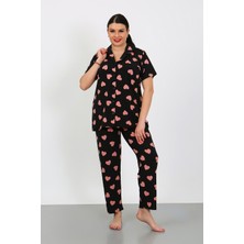 Nisanca Büyük Beden  Kısa Kollu Milan Gömlek Pijama Takımı- Genç Anne Serisi