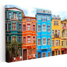 Kanvas Tablo Istanbul Balat Evleri Şehir Mimari Tablo Ev Ofis Duvar Dekoru
