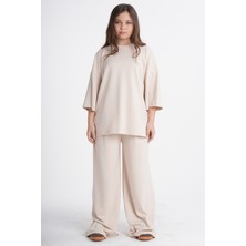 Haykids Kız Çocuk Renkli Oysho Kumaş Rahat Kesim Ev Takımı – Oversize T-Shirt ve Geniş Paça Pantolon Seti | Konforlu Lounge Giyimi