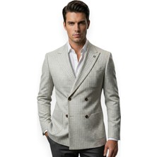 HERMOSE Riviera | Inci Grisi Dokulu Kruvaze Ceket