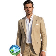 HERMOSE Riviera | Kum Beji Keten Lyocell Yelekli Takım Elbise