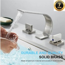 OEM Banyo Lavabo Bataryası Ankastre Mat Krom Nikel Renk Şelale 7 Yıl Garantili Ithal