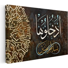 Kanvas Tablo Selam Ayeti Geometrik Desen Dini Islami Tablo Ev Ofis Duvar Dekoru